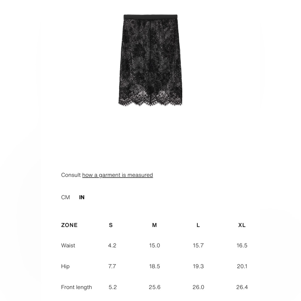 ZARA SEQUIN LACE COMBINATION SKIRT - Picture 7 of 7